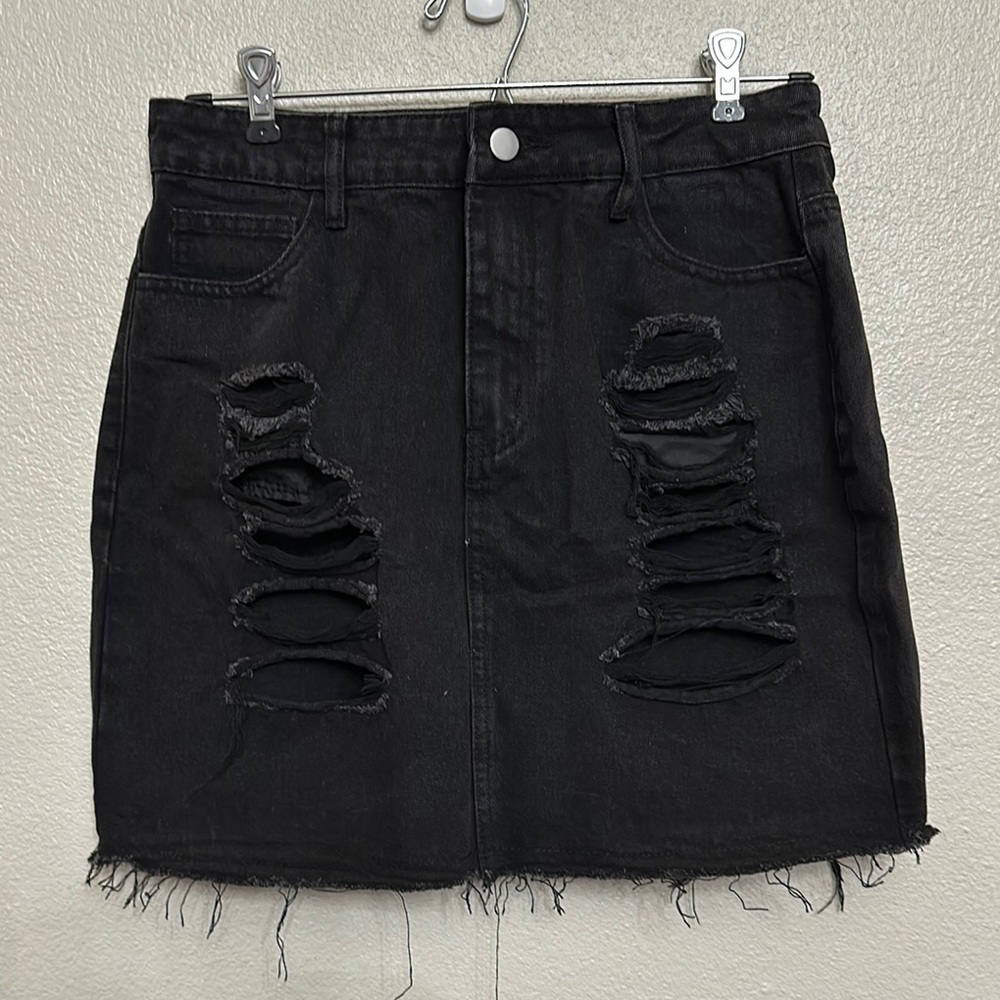 Black Mini Pencil Skirt with Cut Out Features for Night Out